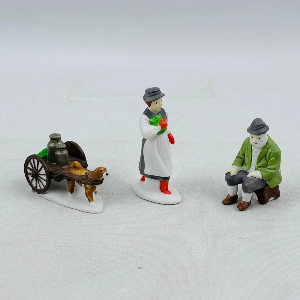 Department 56 Alpine Villagers 3 Piece Village Accessory Set Man Woman Dog 65420